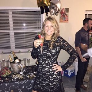 Express lace black cocktail dress